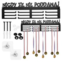 Wieszak na medale NIGDY SIĘ NIE PODDAWAJ metalowy bieganie taniec piłka