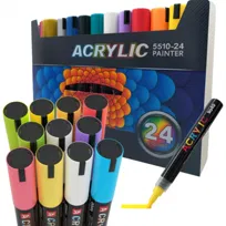 WODOODPORNE MARKERY AKRYLOWE 24 KOLORY do SZKŁA DREWNA KAMIENI WODOODPORNE