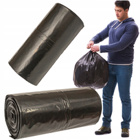 Worki na śmieci 300l Czarne Odpady Budowlane BARDZO MOCNE 60 MIC 10 szt