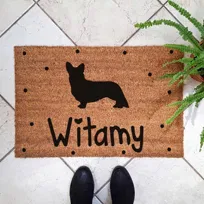 Wycieraczka z corgi cardigan - Witamy