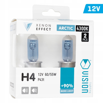 Żarówki VISION arctic white H4 12V 60/55W P43t U E4 +90%, 2 szt. - 4300K