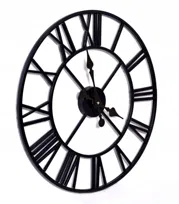 Zegar Metalowy Rzymski Vintage Retro Loft Czarny Loftowy Ścienny Na Ścianę Romain