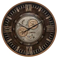 Zegar w stylu retro z widocznym mechanizmem YONI, Ø 59 cm