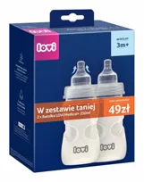 Zestaw 2 x Butelka antykolkowa LOVI Medical+ 250 ml ze smoczkiem dynamicznym 3m+