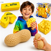 ZESTAW 3w1 GNIOTKÓW ANTYSTRESOWYCH WAZELINOWY SER BUTTER MASLO KOSTKA