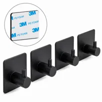 Zestaw 4 x haczyk samoprzylepny CH.PAD-4-BLK czarny mat Yoka Home