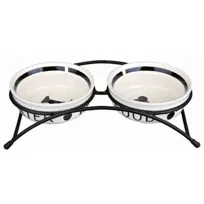 Zestaw ceramicznych misek dla psa na stojaku TRIXIE Eat on Feet, 20 cm, 2x1.6 l