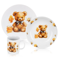 Zestaw dla dziecka talerz miska kubek porcelanowy MIŚ 3 el.