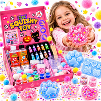ZESTAW DO ROBIENIA SLIME GNIOTKÓW Z BROKATEM KOCIA ŁAPKA GNIOTEK SQUISHY