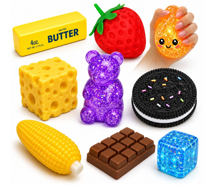 Zestaw Gniotków Sensorycznych 9w1 Antystresowe Squishy MASŁO SER OREO MIŚ