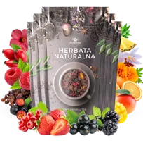 Zestaw herbat OWOCOWYCH 5 szt: Malinowo-poziomkowa - Duch puszczy - Leśny Dzban - Truskawkowa Margarita - Mango Tango