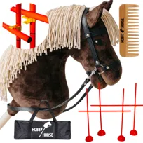 ZESTAW HOBBY HORSE KOŃ NA KIJU A3 + 2x PRZESZKODA DO SKAKANIA 120 CM + GRZEBIEŃ [M-ZESTAW-H3-2]