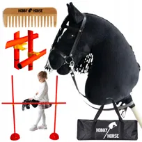 ZESTAW HOBBY HORSE KOŃ NA KIJU A3 + PRZESZKODA DO SKAKANIA 120 CM + GRZEBIEŃ [M-ZESTAW-H2-1]
