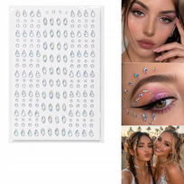 ZESTAW NAKLEJEK KRYSZTAŁKI NA TWARZ KROPLE HOLOGRAFICZNE 200 SZT MAKE UP