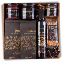 ZESTAW PREZENTOW box herbata kawa syrop słodycze miód konfitury bez cukru