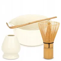 Zestaw Prezentowy Do Herbaty Matcha Czarka Miotełka Podstawka Łyżeczka 4W1