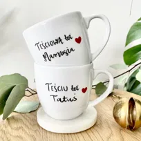 Zestaw Teściowa też Mamusia, Teściu też Tatuś Serce Kubek prezent dla mamy taty teściowej teścia prezent na dzień matki