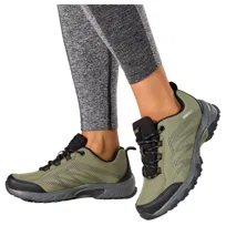 Zielone buty trekkingowe damskie buty sportowe softshell na bieżnikowanej podeszwie sznurowane czarne wstawki Carla 8046-38