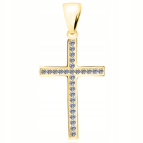 Złota Zawieszka 925 do Naszyjnika Krzyż Krzyżyk z Cyrkoniami Cross Cyrkonie LAREZO