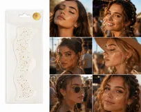 ZŁOTY TATUAŻ PIEGI BROKATOWE 6 SZTUK ZŁOTE MAKE UP FESTIWALOWE