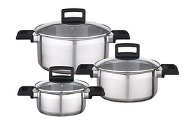 Gsw Stahlwaren Gmbh Easy Fit 3 Piece Cooking Pot Set 30 X 30 - Inna marka