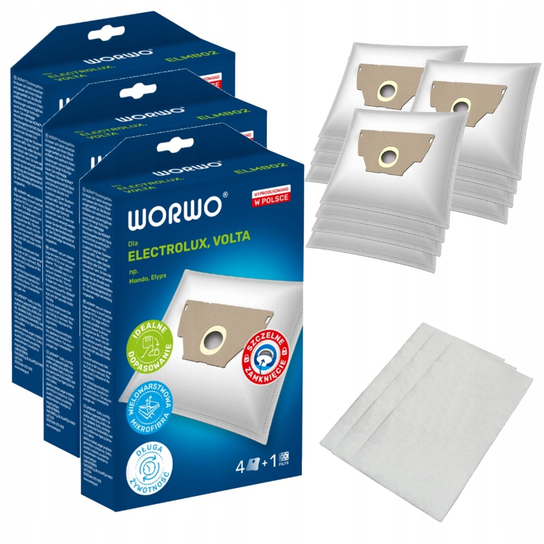 12x Worki do odkurzacza ELECTROLUX Mondo E44 E49, PROGRESS, VOLTA TORNADO WORWO
