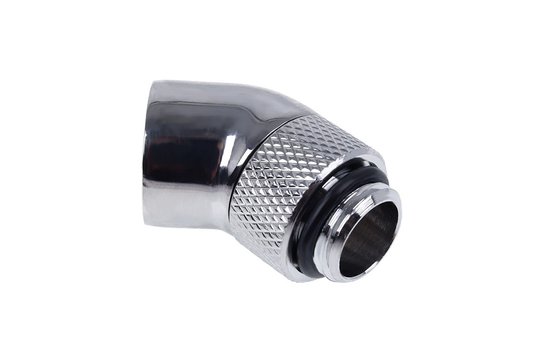 Alphacool Eiszapfen angled adaptor 45° rotatable G1/4 outer thread to G1/4 inner thread - chrome Alphacool