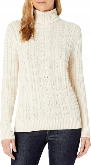 AMAZON ESSENTIALS SWETER BIAŁY Z GOLFEM XS 7AA Inna marka