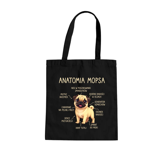 Anatomia mopsa - torba na prezent Koszulkowy