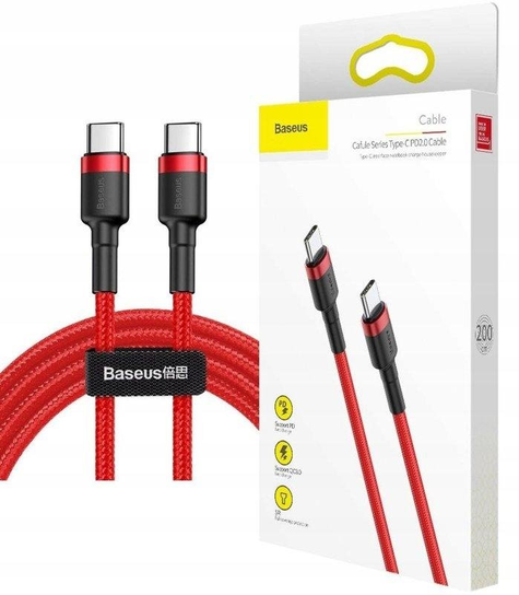 BASEUS Szybki Mocny Kabel USB-C do Ładowarki Quick Charge 2m czerwony 200cm Baseus