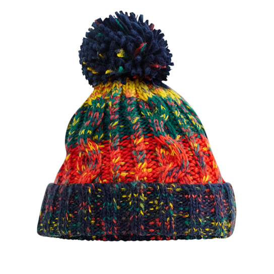 Beechfield Corkscrew Pom Pom Beanie (OS / Niebieski) Beechfield