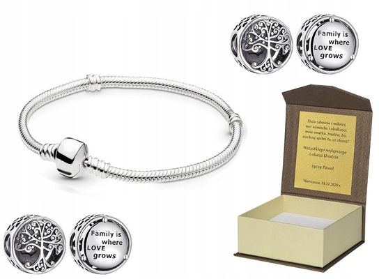 Bransoleta modułowa 19cm do CHARMS + B181 GLOBAL SILVER