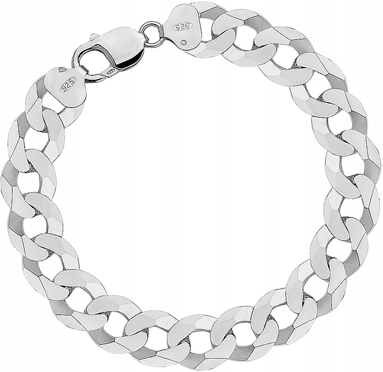 Bransoletka Srebrna Pancerka Męska Pełna Diamentowana 1,10 cm Grawer Gratis Argmeta