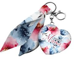 Brelok, lusterko z chustą, kwiaty, blue Jawi