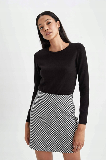 DEFACTO SWETER DAMSKI CZARNY PROSTY BASIC XS P6L DeFacto