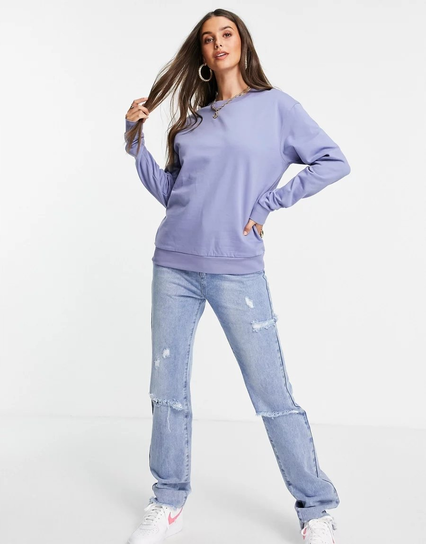 DLA WYSOKICH BLUZA DAMSKA NIEBIESKA BASIC 34 1RNS Asos