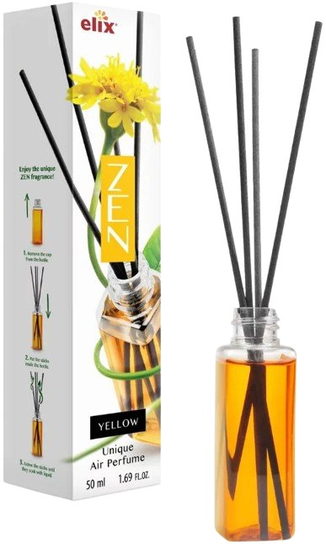 Dyfuzor Zapachowy do Domu - Odświeżacz Powietrza Patyczki Zapachowe - 50 ml Yellow ELIX