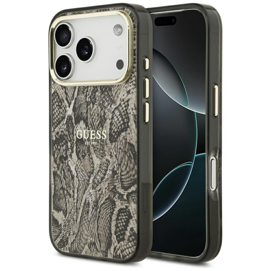 Etui Guess Python Pattern MagSafe do iPhone 17 Pro brązowy GUESS