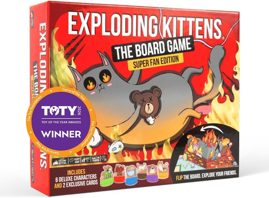 Exploding Kittens: Board Game - The SuperFan Edition - The First Exploding Kittens Board Game - Action Packed Party Game - 2-6 Players Aged 7+ - Great For Adults, Teens, Collectors, Kids Exploding Kittens