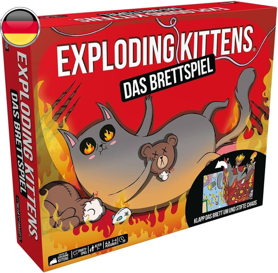 Exploding Kittens, Exploding Kittens: gra planszowa, gra imprezowa, dla 2-6 graczy, od 7+ lat, 20 minut, niemiecki Exploding Kittens