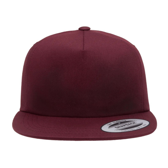 Flexfit 5 Panel Unstructured Snapback Cap (OS / Burgundowy) FlexFit