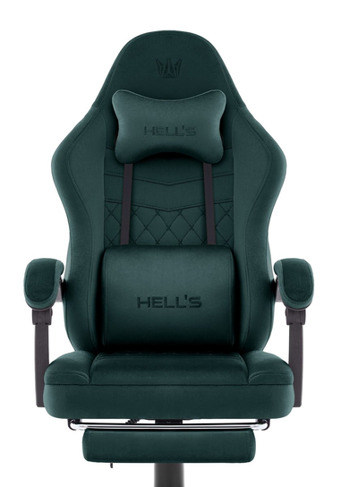 Fotel gamingowy Hell's Chair HC- 1015 Green Zielony Tkanina Welurowa Hells