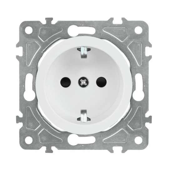 Gniazdo Schuko, białe, OVAL Electromalt