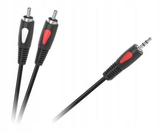 Kabel 2x RCA Jack 3,5mm 3m Audio Stereo L R do Dźwięku z Komputera Laptopa Cabletech