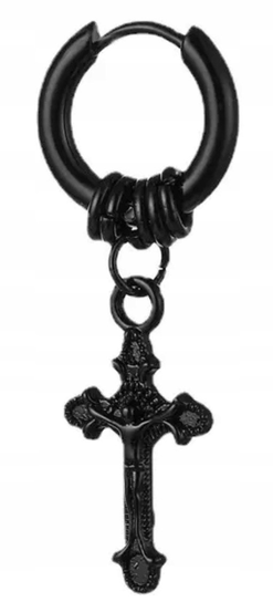 Kolczyk Do Ucha HUGGIE Krzyżyk Punk Gothic STAL EMIGMAT