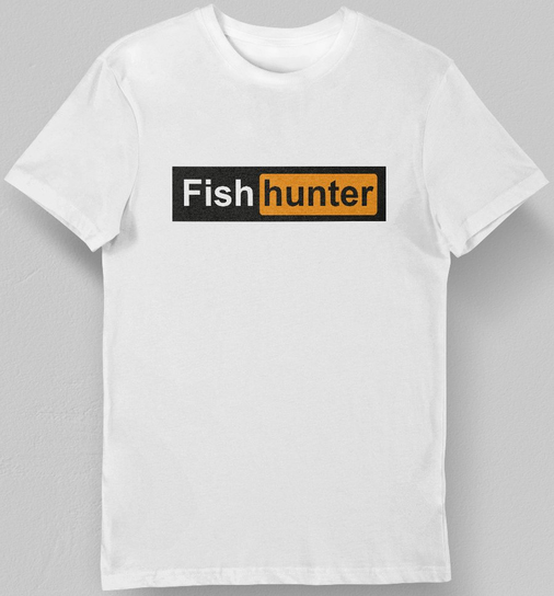 Koszulka ryby fish hunter biała 2XL KozakNadruki