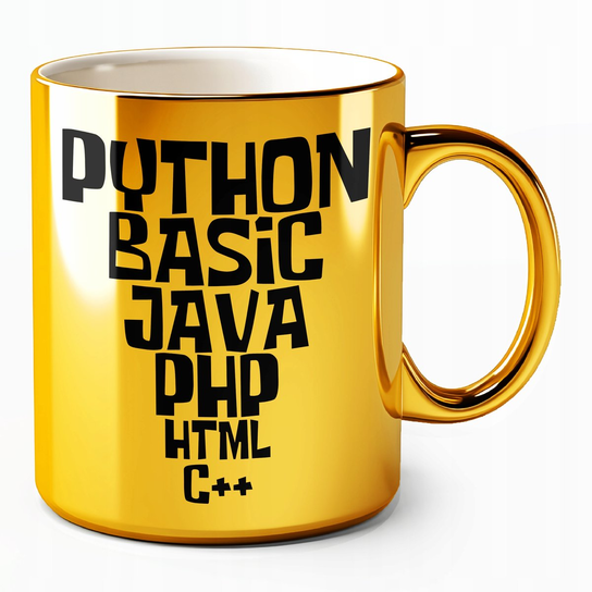 Kubek złoty języki programowania dla informatyka programisty python java Kubkotwórnia