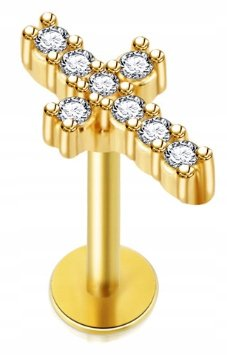 Labret Kolczyk do Ucha Krzyżyk SS316L 1,2/6 EMIGMAT