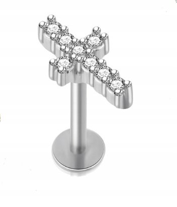 Labret Kolczyk do Ucha Krzyżyk SS316L 1,2/8 EMIGMAT