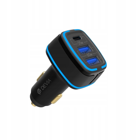 Ładowarka samochodowa Devia 85W 2xUSB + USB-C PD Devia